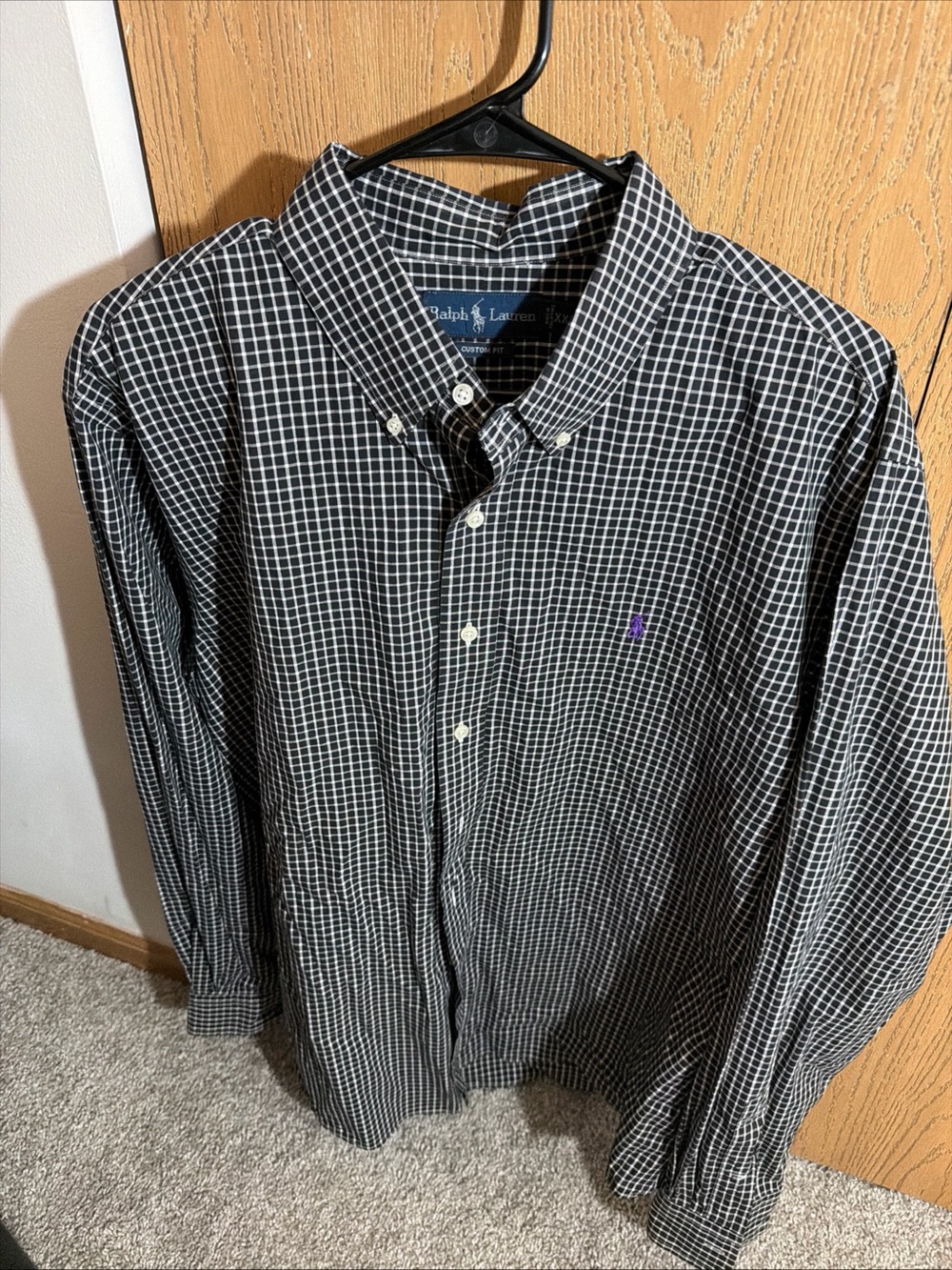 Ralph Lauren Big & Tall Checkered Button-Down Shirt Purple Logo XXL
